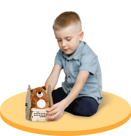 boy on podium and playing with mochi