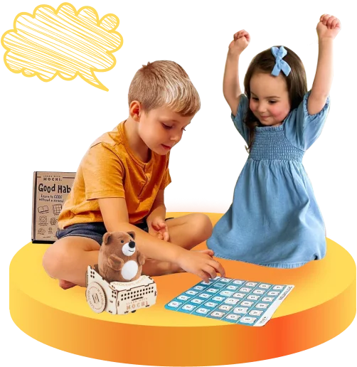 children playing on a podium
